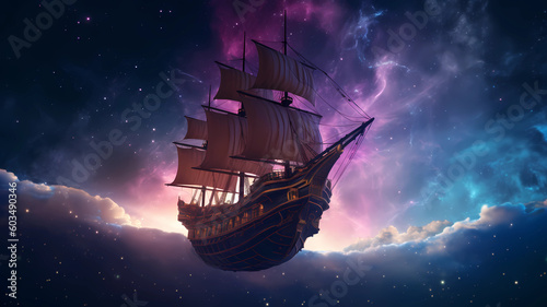 ship in the sea, space