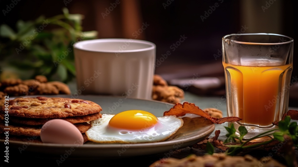 Delicious nutrition for breakfast. Illustration AI Generative Delicious nutrition for breakfast. Illustration AI Generative