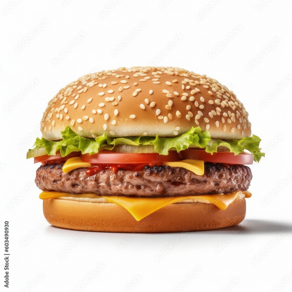tasty burger isolated. Illustration AI Generative. tasty burger isolated. Illustration AI Generative.