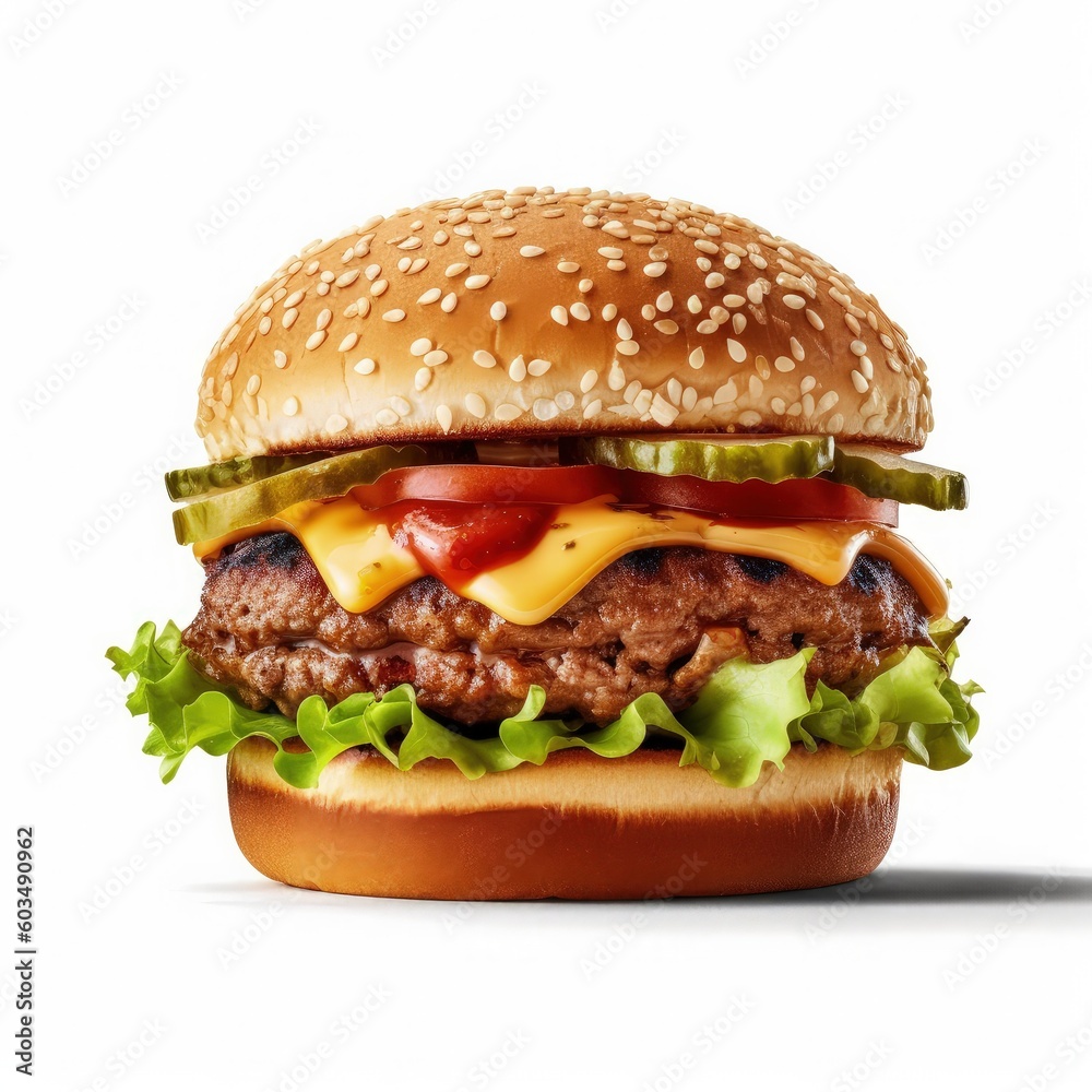 tasty burger isolated. Illustration AI Generative. tasty burger isolated. Illustration AI Generative.