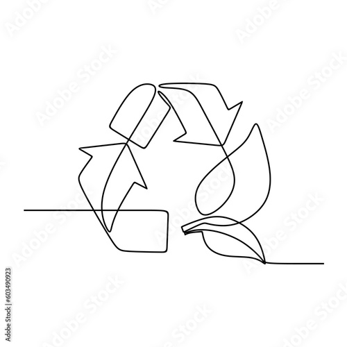 continuous line drawing of nature recycle