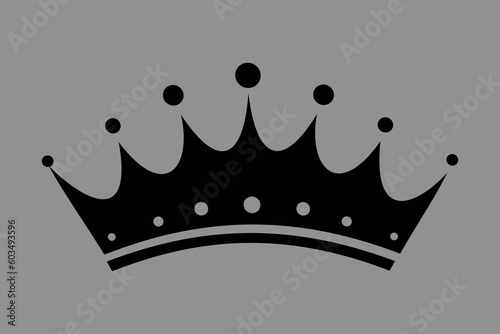 The icon of the crown. Black silhouette. Vector on gray background