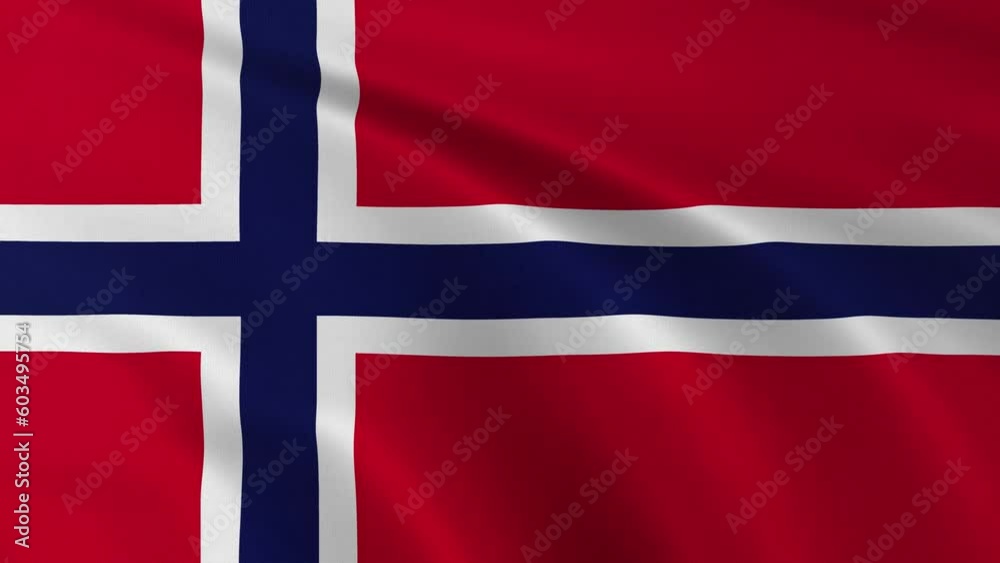 Norway flag waving in the wind. 4K animation.
