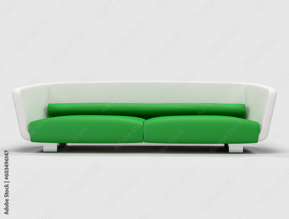 green and white modern sofa isolated - digital artwork green and white modern sofa isolated - digital artwork