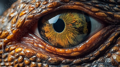 close up of an eye, wild, dragon, scales, closeup, amphibian, skin, toad, isolated, reptiles, gecko, horned, head, chameleon © federico