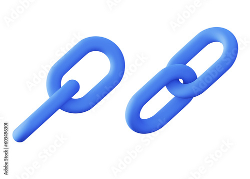 3d illustration icon of blue chain link
