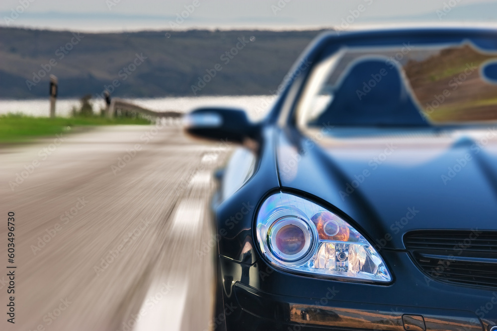 Fototapeta premium Fast Sport Mercedes Car Driving on the Road