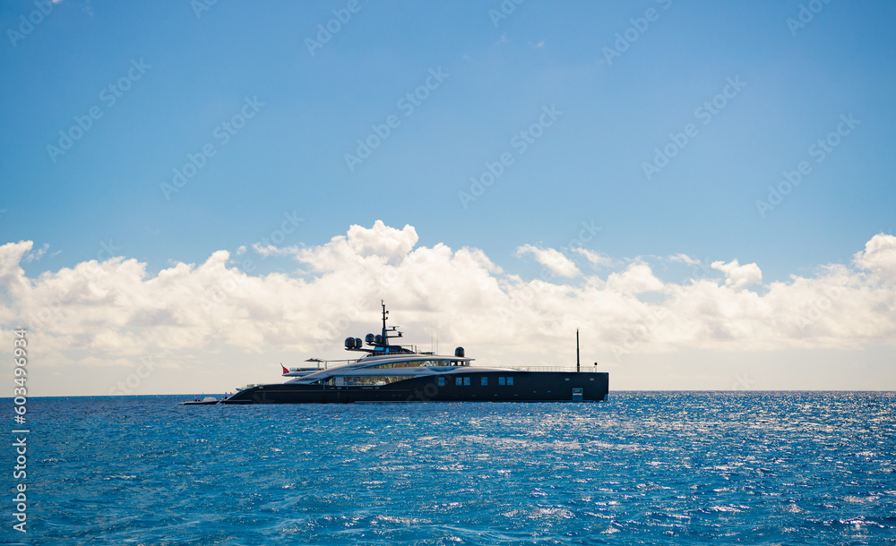 Fototapeta premium summer vacation on yacht. summer vacation on yacht in sea. summer vacation on yacht