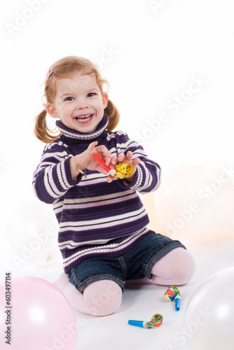 cute little girl having a party