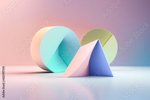 Abstract mock up scene pastel color. Geometry shape objects podium background for product. 3d rendering. 