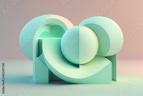 Abstract mock up scene pastel color. Geometry shape objects podium background for product. 3d rendering. 