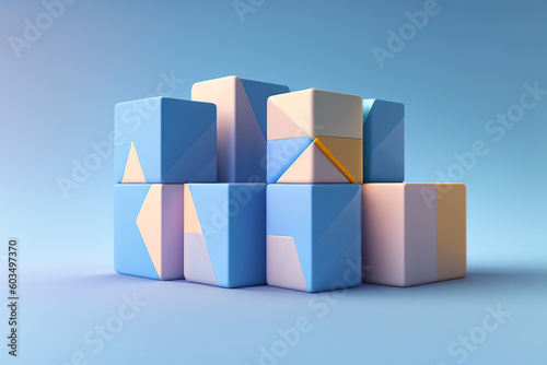 Abstract mock up scene pastel color. Geometry shape objects podium background for product. 3d rendering. 