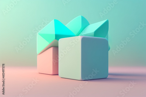 Abstract mock up scene pastel color. Geometry shape objects podium background for product. 3d rendering. 