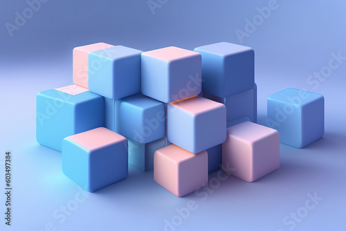 Abstract mock up scene pastel color. Geometry shape objects podium background for product. 3d rendering. 