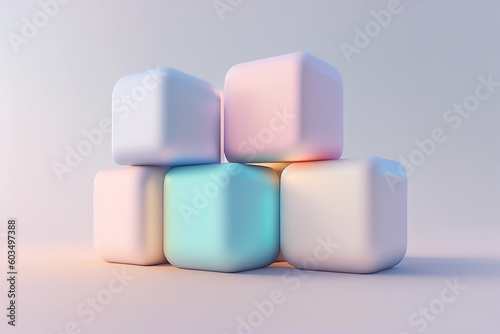 Abstract mock up scene pastel color. Geometry shape objects podium background for product. 3d rendering. 