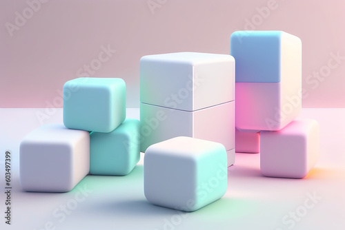 Abstract mock up scene pastel color. Geometry shape objects podium background for product. 3d rendering. 