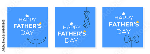 Set of Father's Day greeting cards in minimalistic style. Fathers Day holiday illustration for greeting banner, cover, background