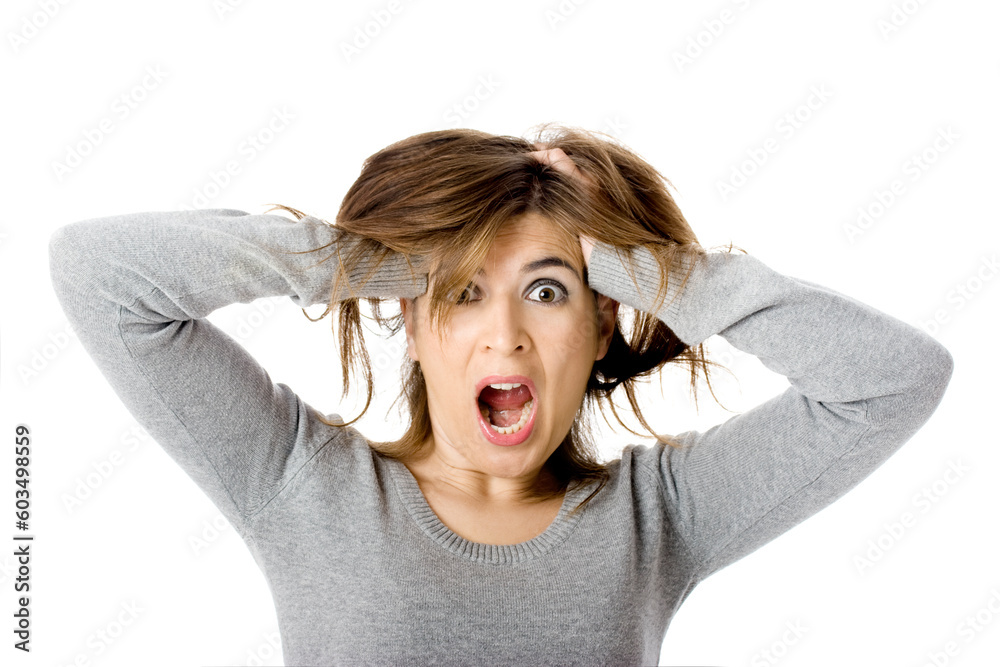 Isolated portrait of a young and beautiful surprised woman Isolated portrait of a young and beautiful surprised woman