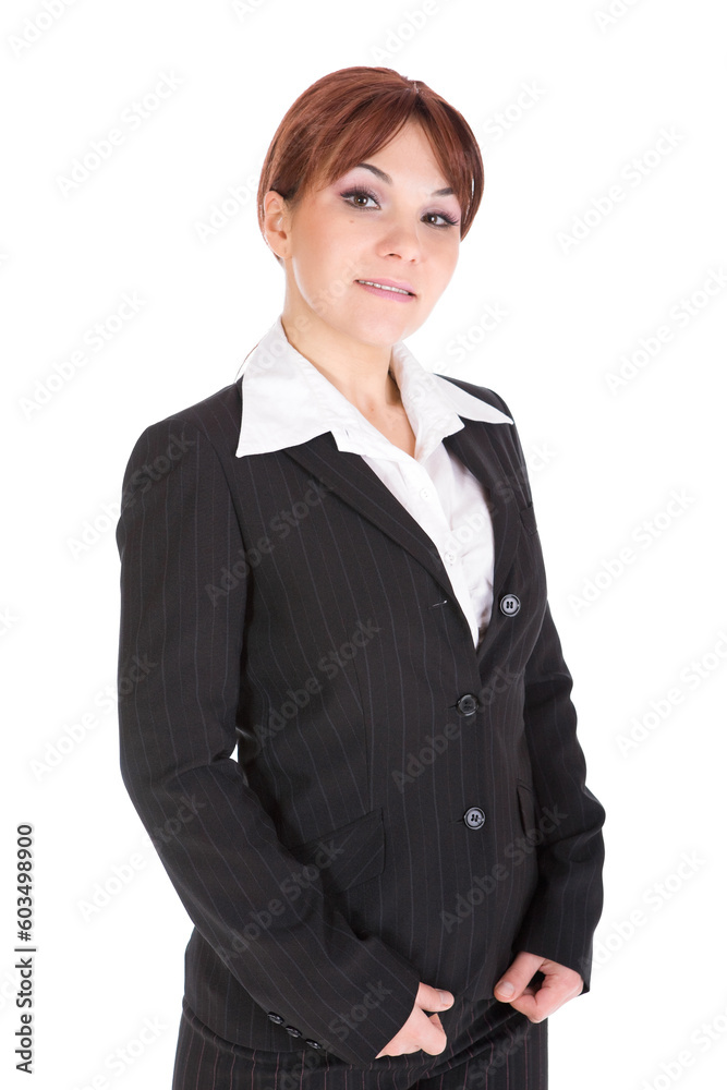pretty businesswoman isolated over white background pretty businesswoman isolated over white background