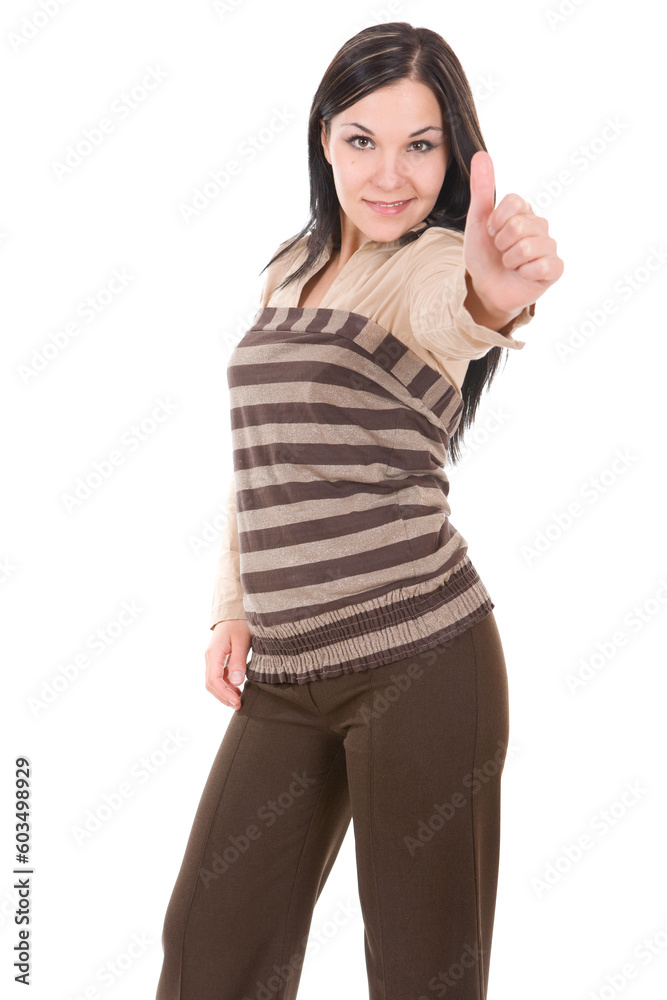 attractive brunette successful woman isolated over white background attractive brunette successful woman isolated over white background