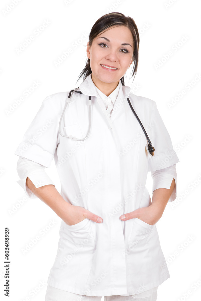 attractive female doctor isolated over white background attractive female doctor isolated over white background