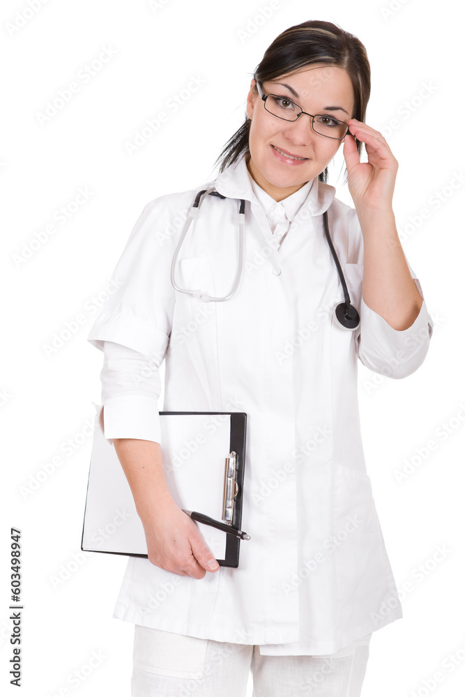 attractive female doctor isolated over white background attractive female doctor isolated over white background