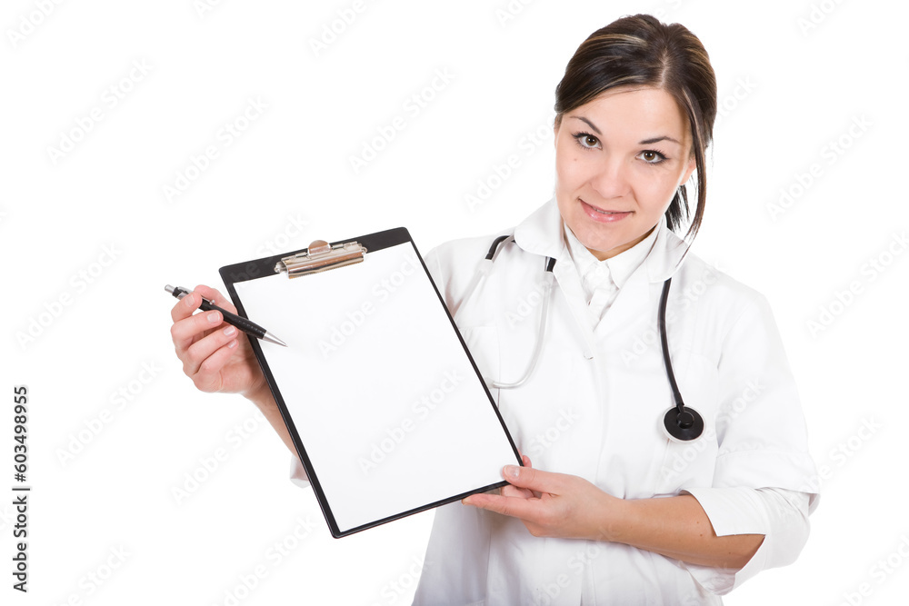 attractive female doctor isolated over white background attractive female doctor isolated over white background