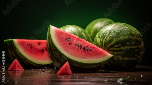 Slices of watermelons on cutting board. Ai Generative