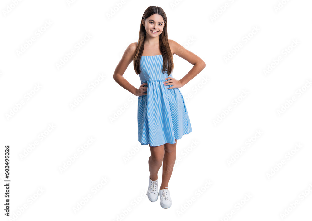 photo of happy teen girl in summer dress isolated on white photo of happy teen girl in summer dress isolated on white