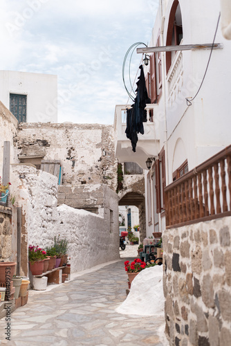 narrow street in the old town greece nisyrosisland greek view landscape picturesque postcard travel photo