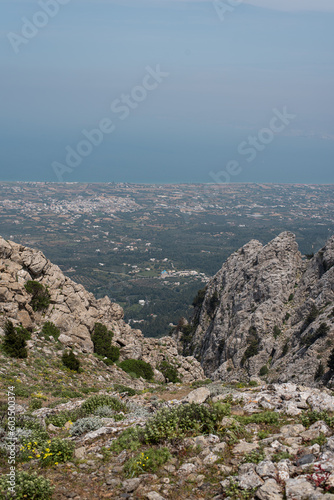 view from the top of the mountain mount dikeos kos greece greek