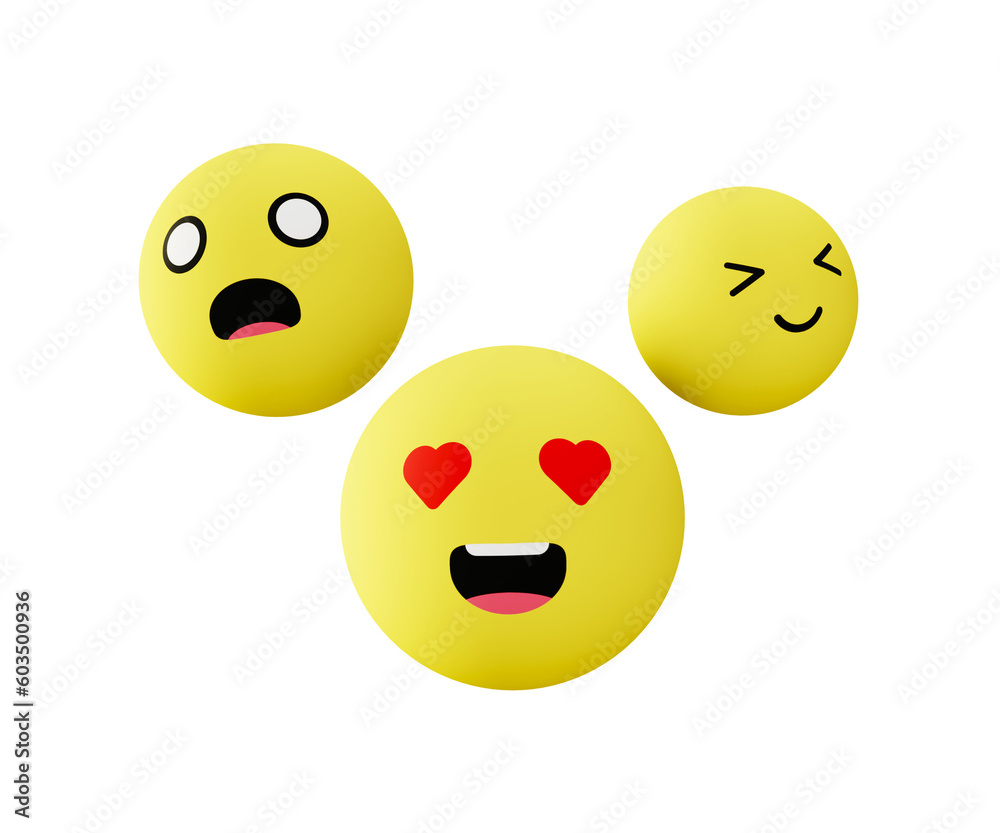 3d illustration icon of emoji and emoticon for UI UX web mobile app social media ads