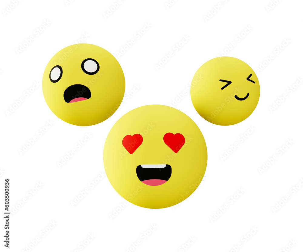 Fototapeta premium 3d illustration icon of emoji and emoticon for UI UX web mobile app social media ads