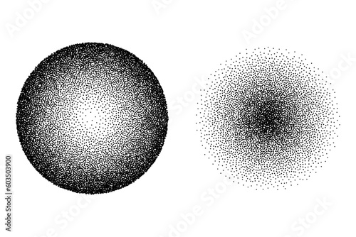 Spherical gradient circles in dotted stippling effect