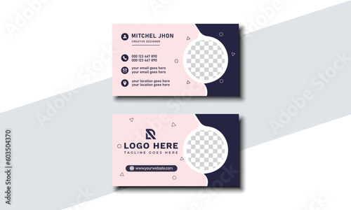 Modern and creative business card template with hot pink and indigo color. Unique and stylish business card for your business and personal use . Vector illustration ready to print