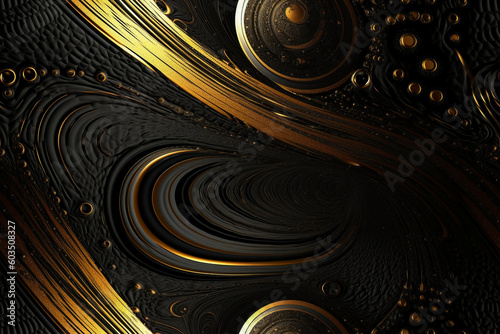 금색과 검은색으로 표시된 금속 느낌 우주 시간. 인공지능 생성