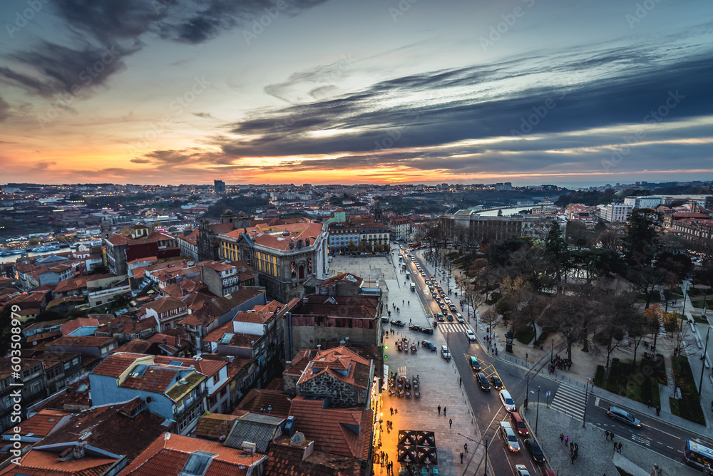 Obraz premium View from bell tower of Clerigos Church in Porto city, Portugal