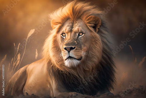 Roaring Majesty  Captivating Digital Art of a Majestic Lion