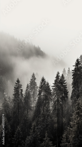 Mountain forest with mist and fog © SANGHYUN