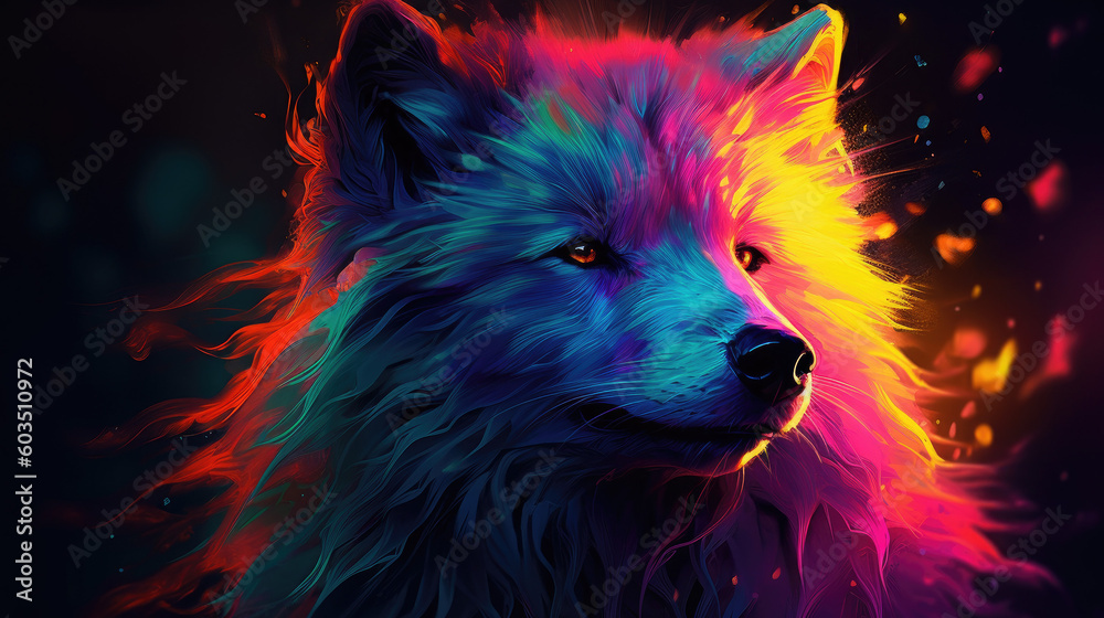 wolf in the night spirit animal shamanism - by generative ai