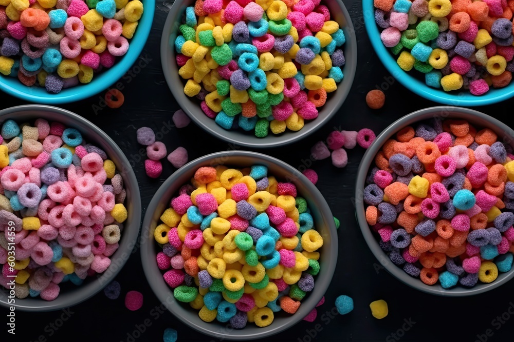 Colorful cereal background. Ai generative.