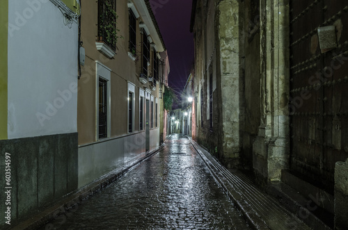 Night view of streets in the old town of Cordoba  Spain