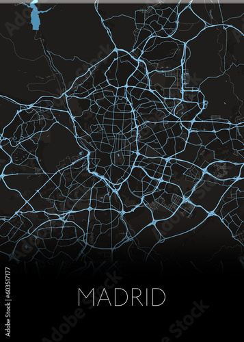 Madrid, Spain's capital modern city map Illustration design