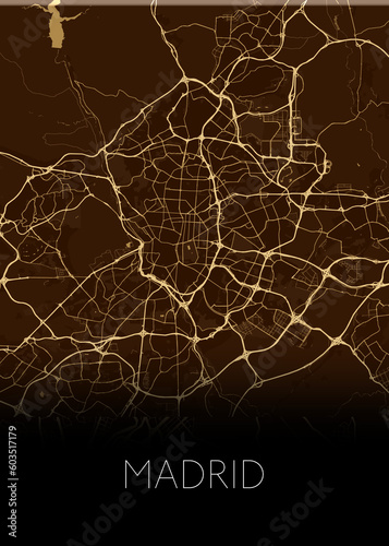 Madrid, Spain's capital modern city map Illustration design