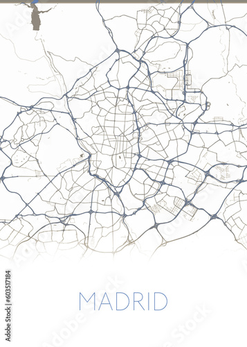 Madrid, Spain's capital modern city map Illustration design