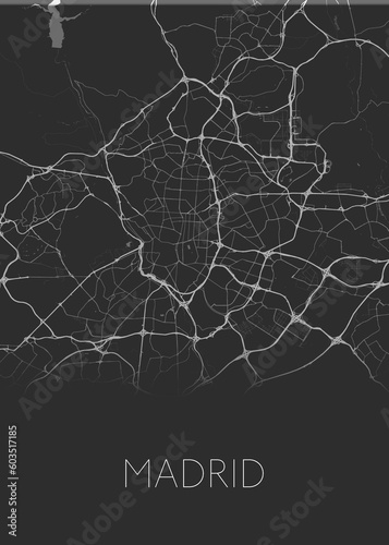 Madrid, Spain's capital modern city map Illustration design