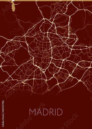Madrid, Spain's capital modern city map Illustration design