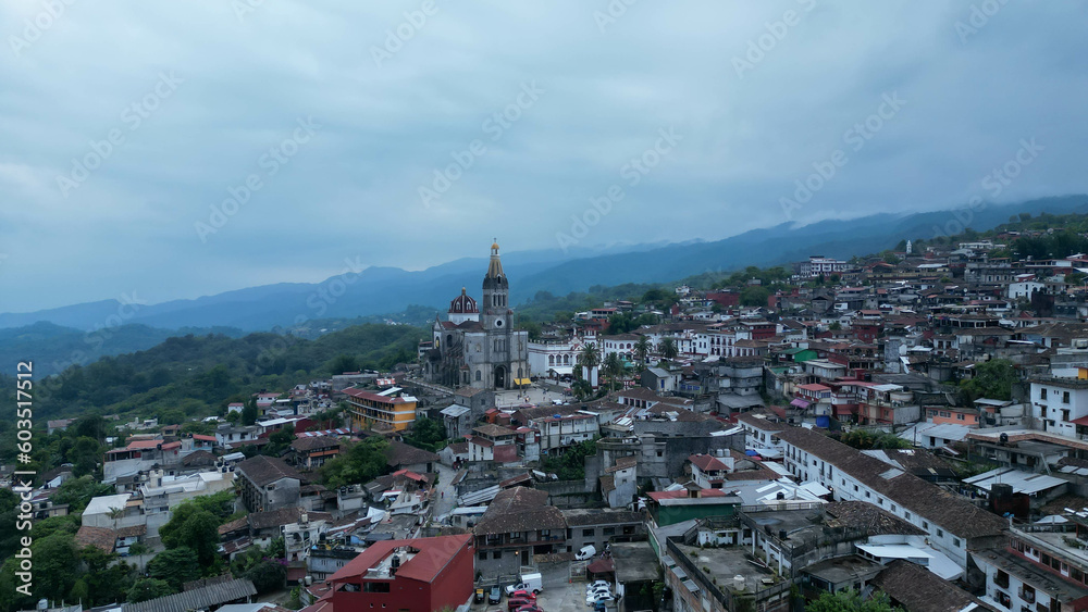 Cuetzalan Unveiled: Aerial Photography at Twilight