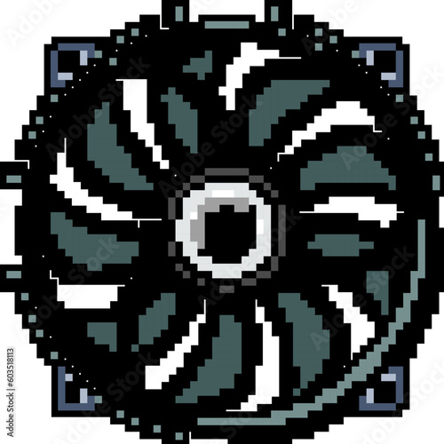 motherboard cooling fan pc game pixel art retro vector. bit system computer, technology cpu motherboard cooling fan pc. old vintage illustration