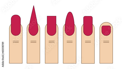 Popular nail shapes. Different kinds of nail.